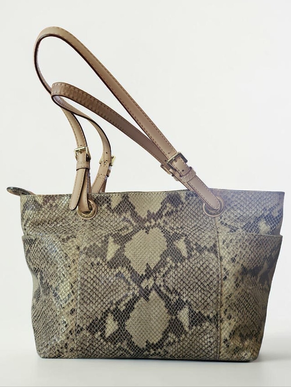 Michael Kors Python Tan Tote Bag with Adjustable Straps